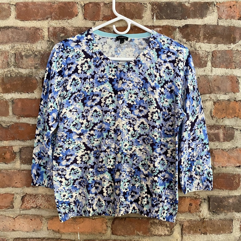 Talbots Floral 3/4 Sleeve Cardigan